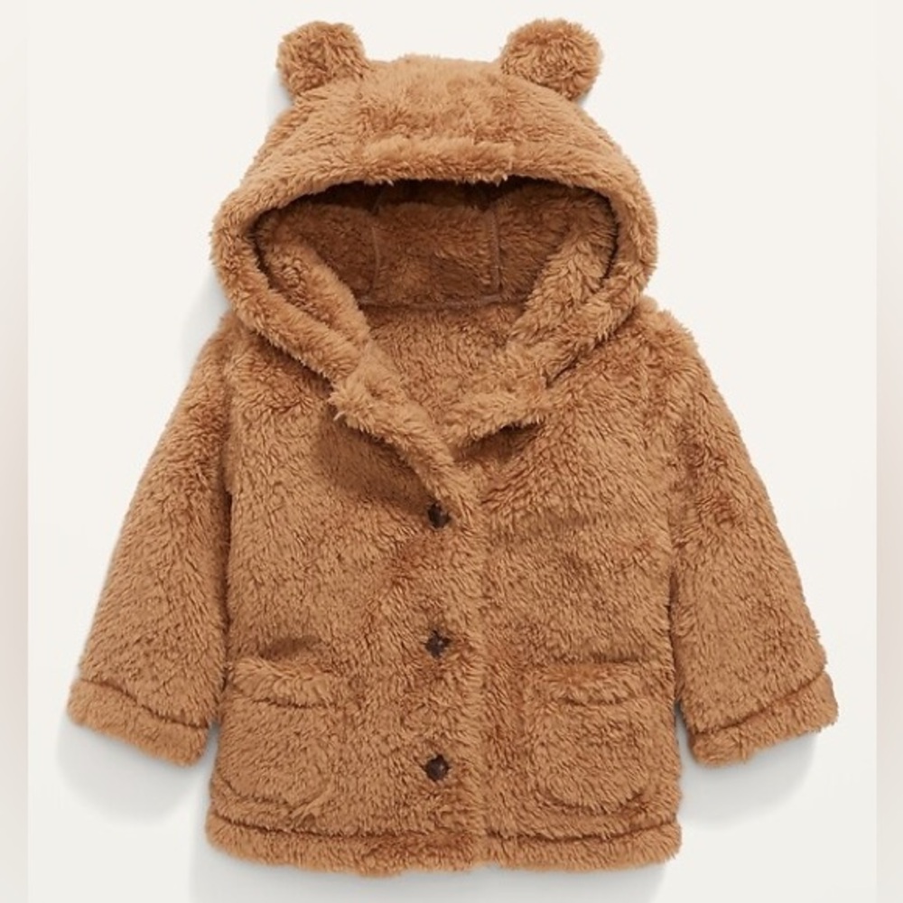 Teddy Bear Fuzzy Jacket 9-12m 12 Month Baby Toddler Girl Boy Neutral Soft Coat